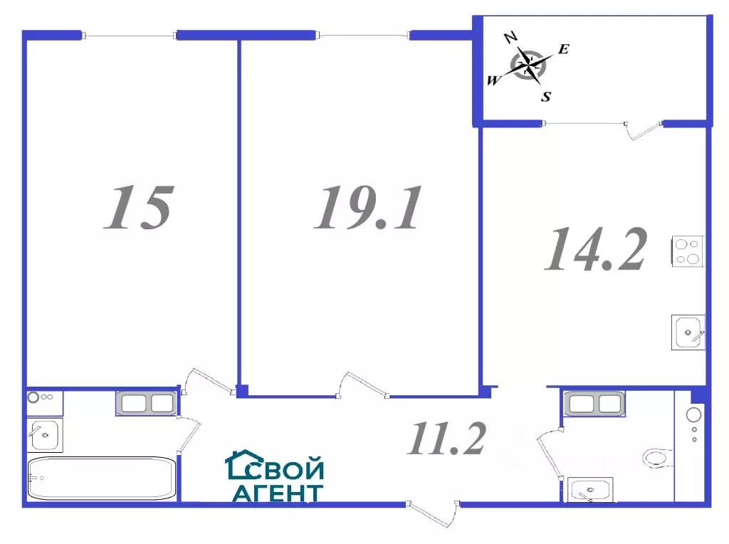 2-к кв. Ленинградская область, Кудрово г. Всеволожский район, ... - Фото 2