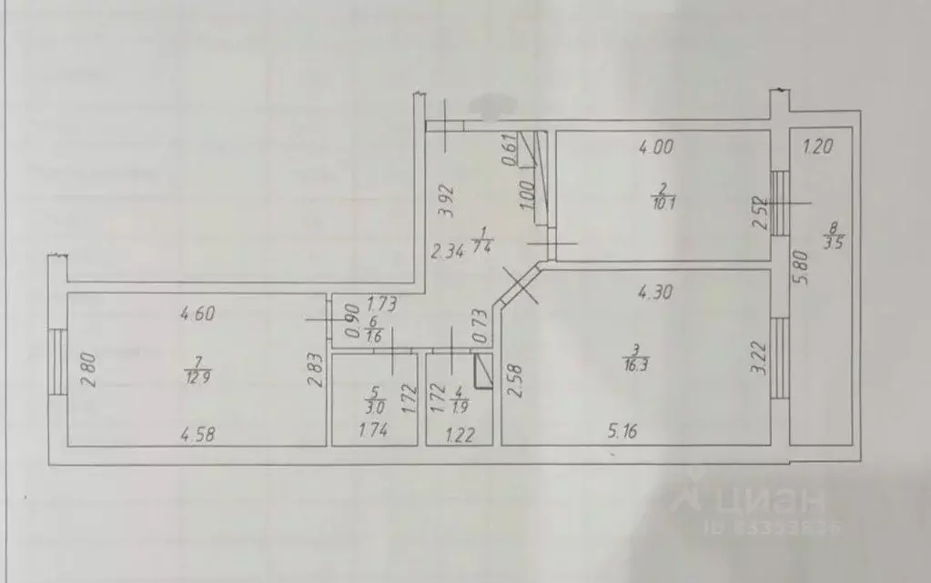 2-к кв. Татарстан, Альметьевск Алсу мкр, ул. Рината Галеева, 33 (53.2 ... - Фото 2
