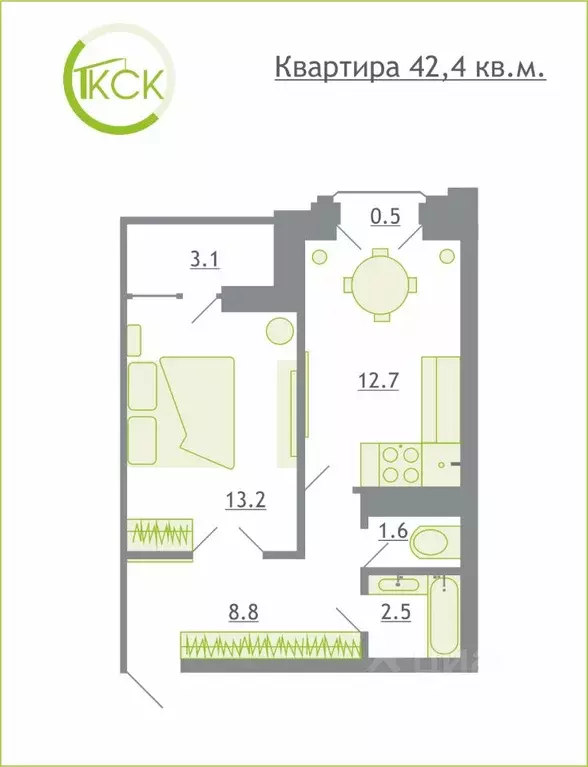 1-к кв. Смоленская область, Смоленский муниципальный округ, д. ... - Фото 1