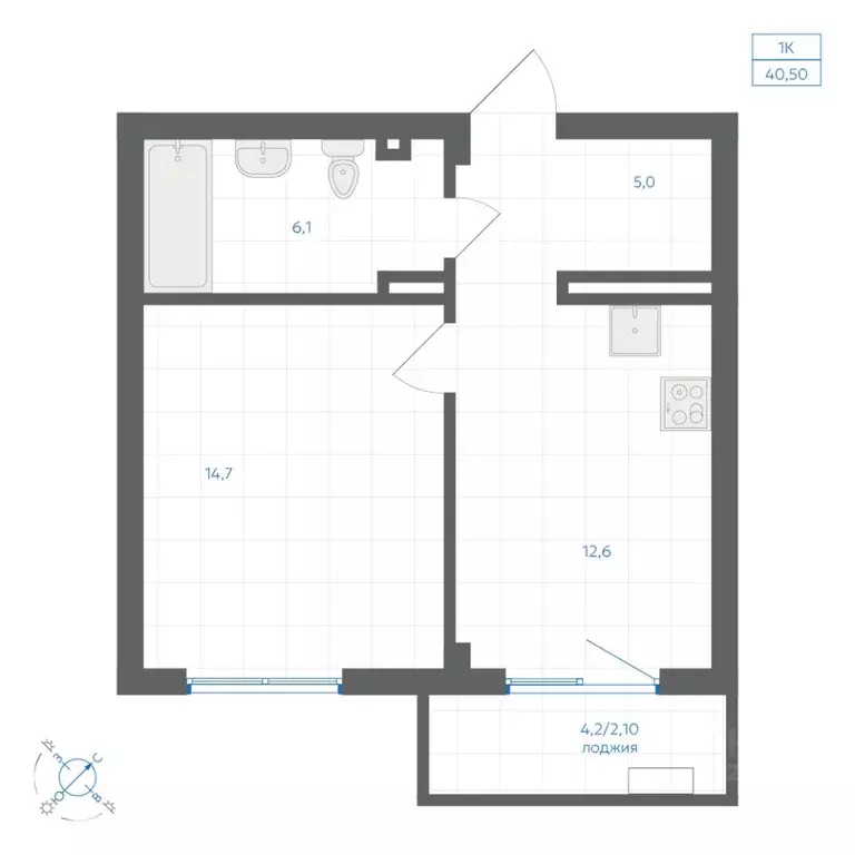 1-к кв. Челябинская область, Челябинск Клевер жилой комплекс (40.5 м) - Фото 1
