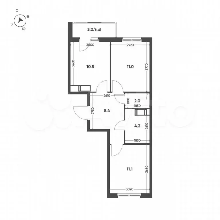 2-к. квартира, 48,9 м, 4/12 эт. - Фото 1