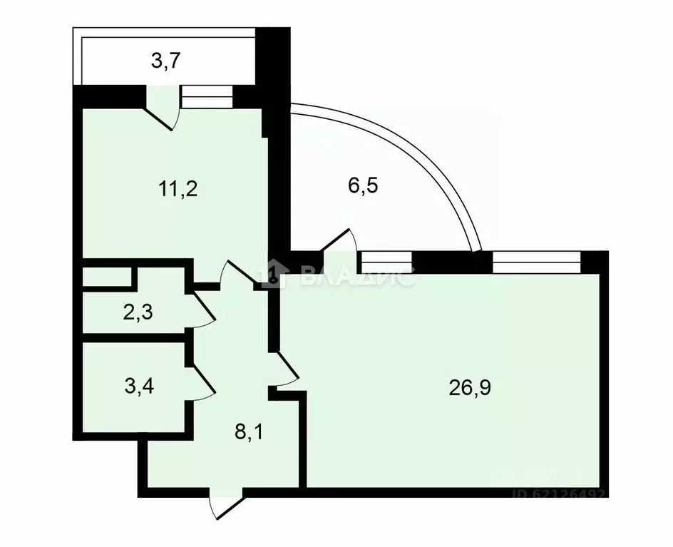 1-к кв. Санкт-Петербург ул. Матроса Железняка, 57 (51.9 м) - Фото 1