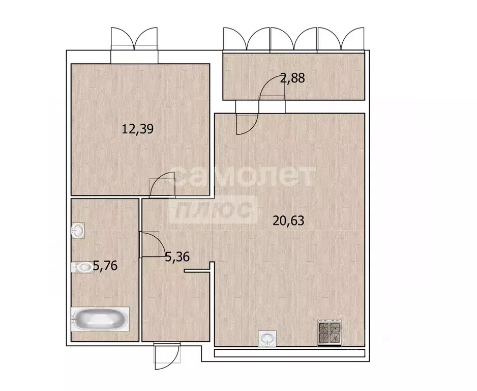 1-к кв. Тюменская область, Тюмень ул. Ю.-Р.Г. Эрвье, 32к1 (44.2 м) - Фото 2