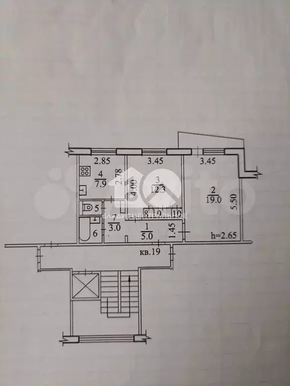 2-к. квартира, 52,7 м, 5/9 эт. - Фото 0