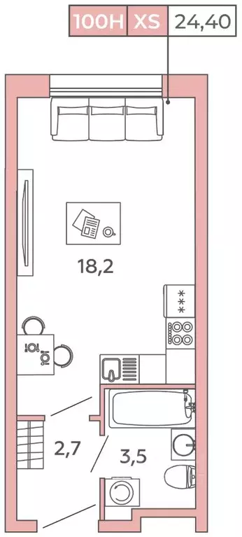 Студия Санкт-Петербург Московский просп., 71к3 (24.4 м) - Фото 1