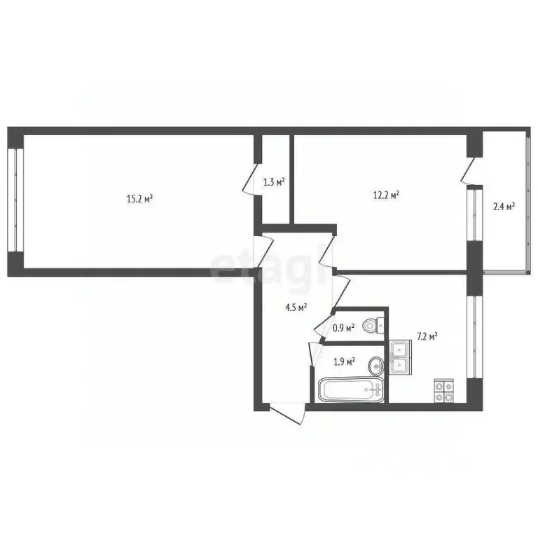 2-к кв. Санкт-Петербург ул. Дыбенко, 24К2 (43.2 м) - Фото 2