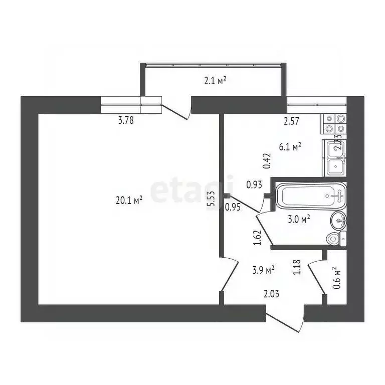 1-к кв. Санкт-Петербург пер. Каховского, 6 (33.7 м) - Фото 1