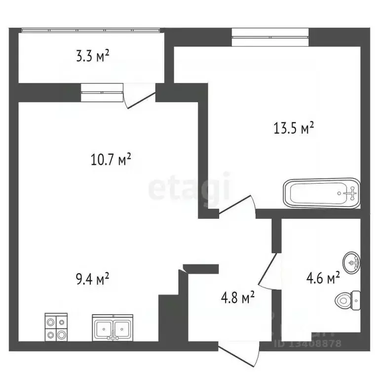 1-к кв. Ханты-Мансийский АО, Ханты-Мансийск Самаровская ул., 2А (46.6 ... - Фото 1
