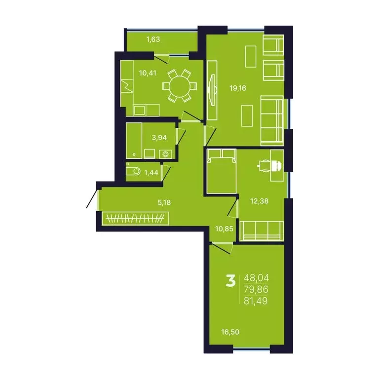 3-комнатная квартира: Уфа, улица Михаила Зайцева, 4 (81.5 м) - Фото 1