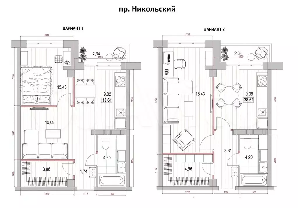 1-к. квартира, 38,6 м, 8/8 эт. - Фото 0