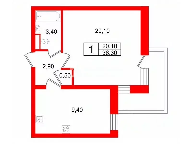 1-к кв. Санкт-Петербург Будапештская ул., 87к1 (36.3 м) - Фото 2