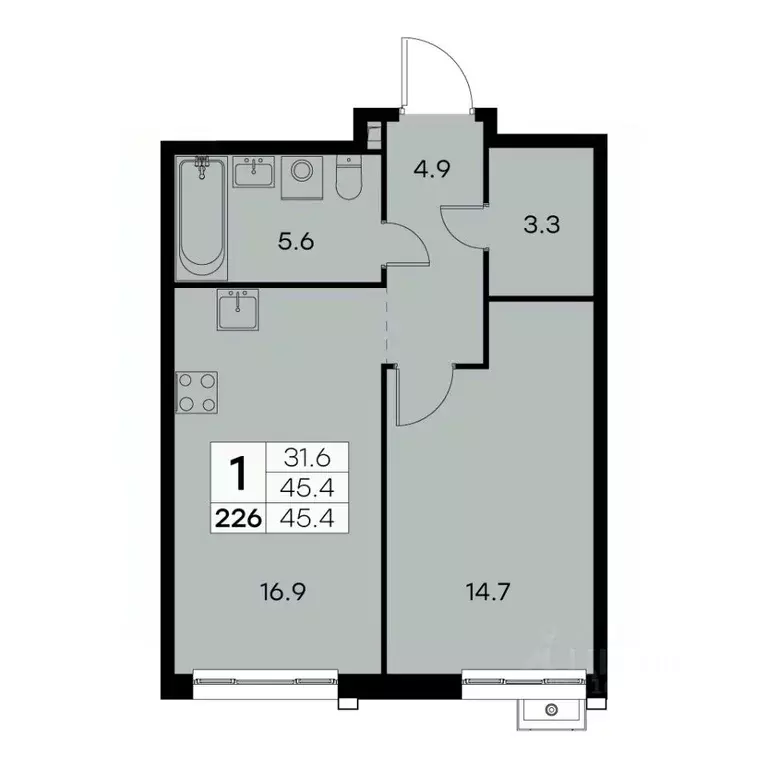 1-к кв. Москва Куркинское ш., 15С3 (45.4 м) - Фото 0