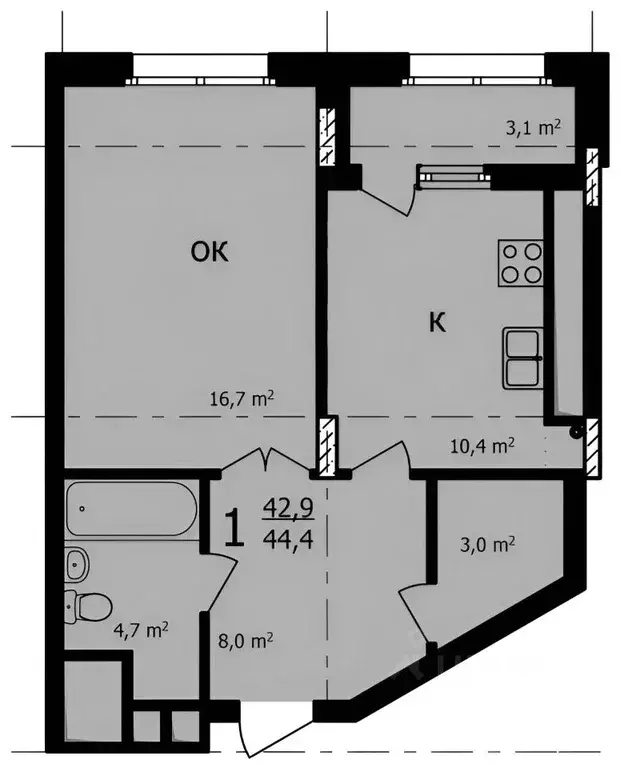 1-к кв. Нижегородская область, Нижний Новгород ул. Владимира ... - Фото 1