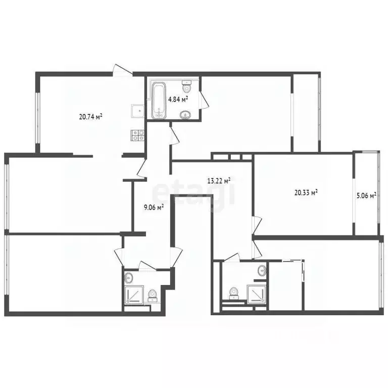 3-к кв. Крым, Симферополь ул. Набережная имени 60-летия СССР (119.52 ... - Фото 2