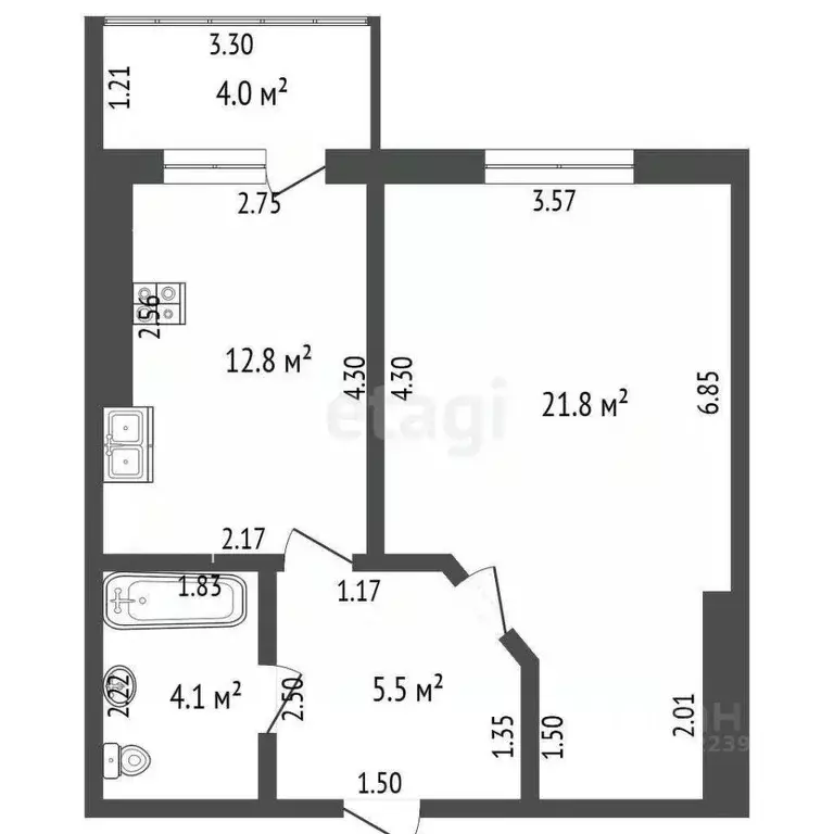 1-к кв. Башкортостан, Стерлитамак просп. Октября, 85 (44.2 м) - Фото 1