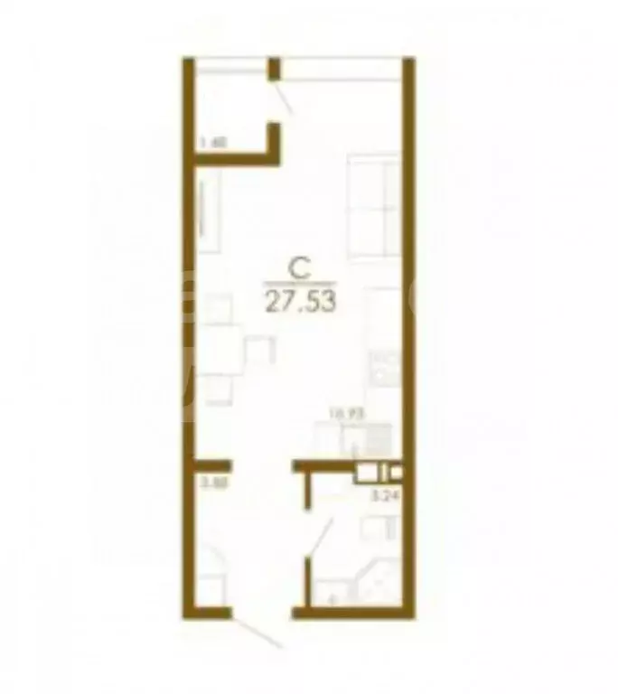 Квартира-студия: Мирное, улица Марчика, 3 (26.8 м) - Фото 1
