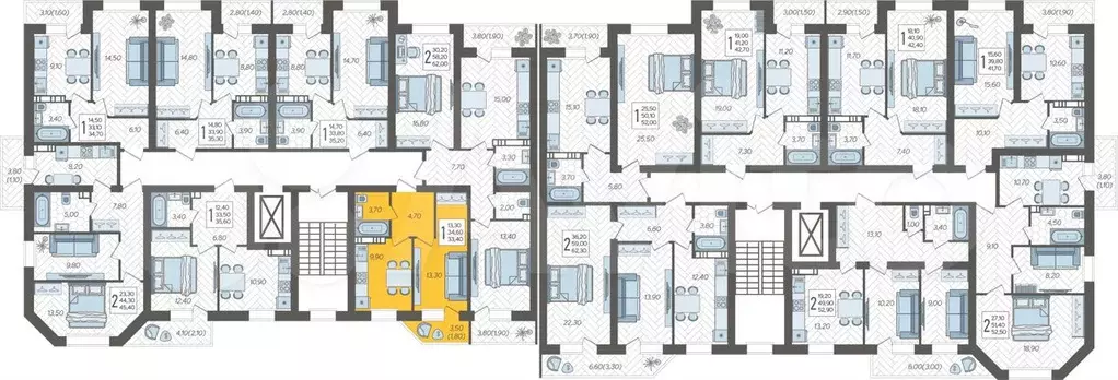 1-к. квартира, 33,4 м, 5/6 эт. - Фото 1