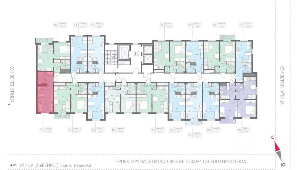 Студия Санкт-Петербург Товарищеский просп., 38Б (21.5 м) - Фото 1