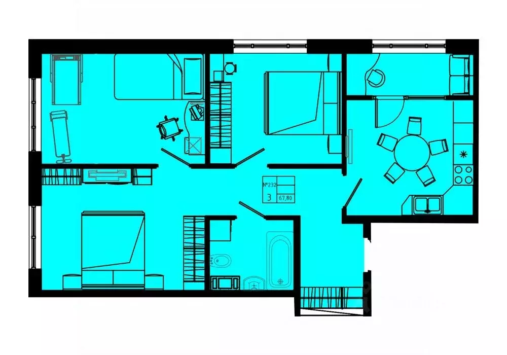 3-к кв. Ленинградская область, Коммунар г. Гатчинский муниципальный ... - Фото 1