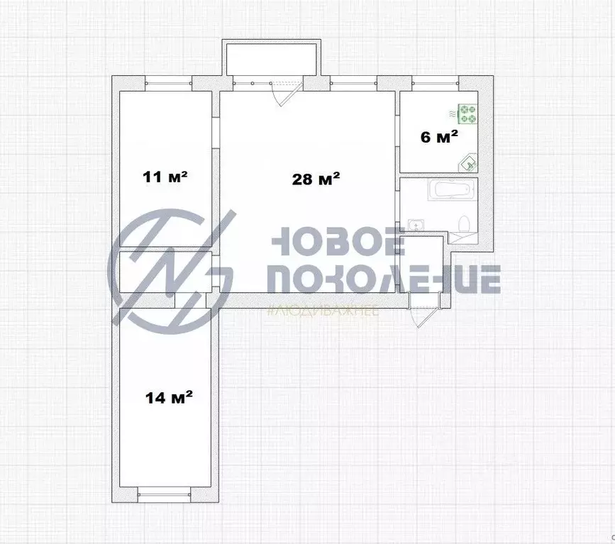 3-к кв. Омская область, Омск ул. Косарева, 34 (66.6 м) - Фото 1