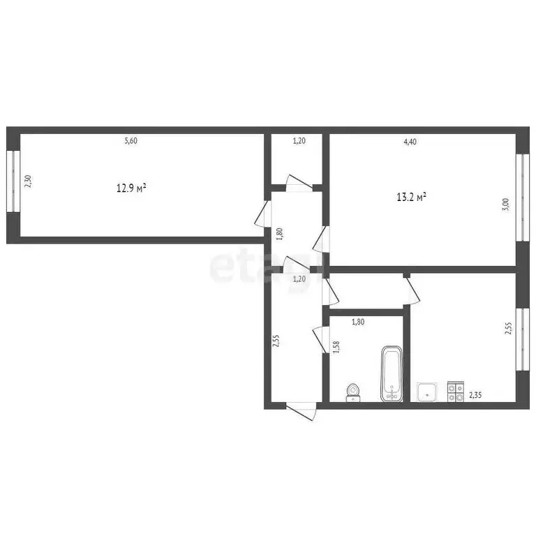 2-комнатная квартира: Бийск, улица имени Героя Советского Союза ... - Фото 1