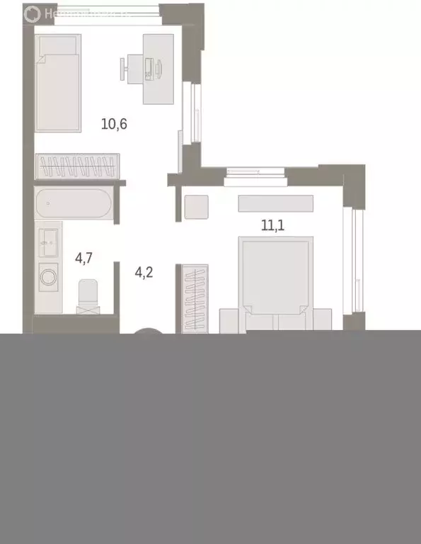 2-комнатная квартира: Тюмень, жилой комплекс Зарека (53.59 м) - Фото 1