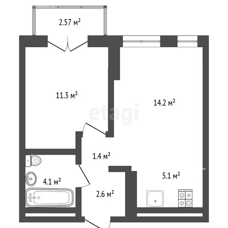 1-комнатная квартира: Тюмень, Центральный округ, жилой комплекс ... - Фото 1