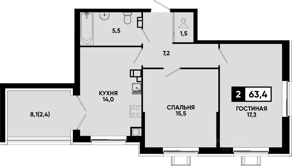 2-к кв. Ставропольский край, Кисловодск Моя Легенда жилой комплекс ... - Фото 1