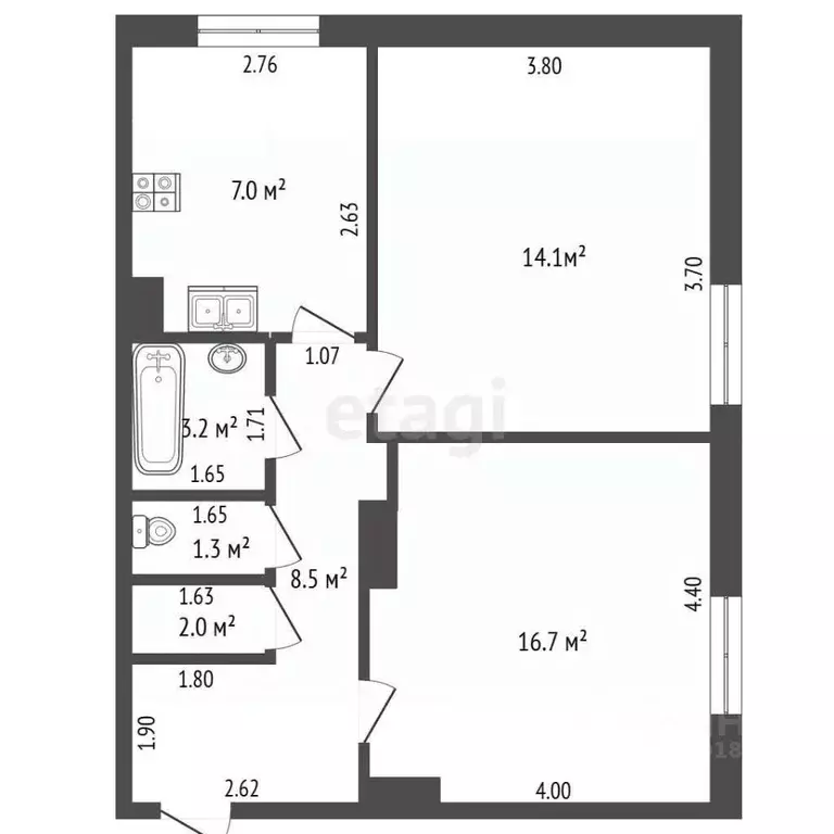 2-к кв. Самарская область, Самара Ново-Вокзальная ул., 11 (52.0 м) - Фото 2