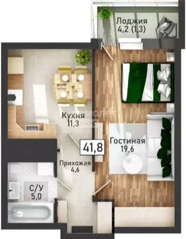 1-к кв. Курская область, Курск ул. Павлуновского, 3Б (41.8 м) - Фото 1