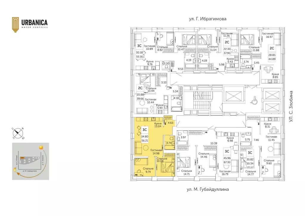 3-к кв. Башкортостан, Уфа ул. Художника Позднова, 13 (55.8 м) - Фото 1