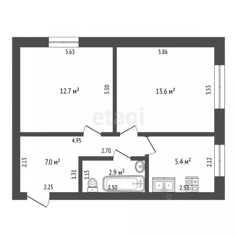 2-к кв. Башкортостан, Стерлитамакский район, с. Наумовка ул. Ленина, ... - Фото 2