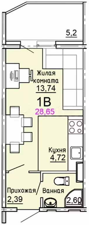 Квартира-студия, 28,7 м, 5/17 эт. - Фото 0