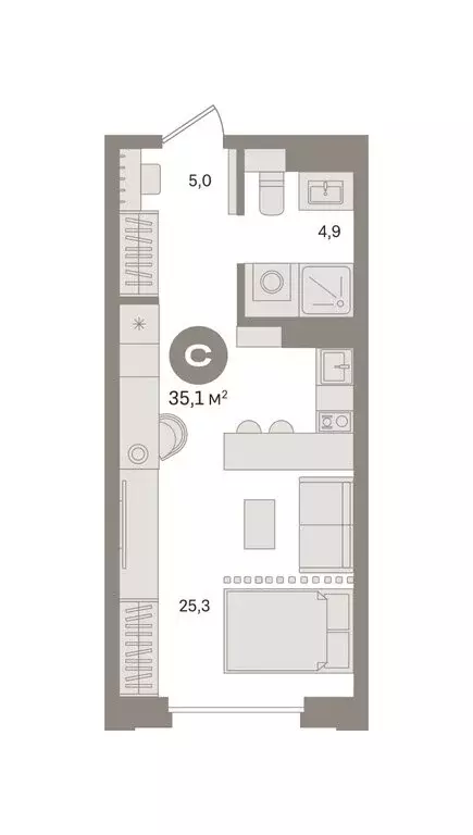 Квартира-студия: Москва, Огородный проезд, 20 (35.12 м) - Фото 0