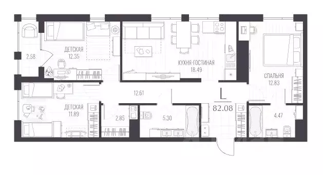 3-к кв. Курская область, Курск ул. Чехова, 5 (82.1 м) - Фото 1