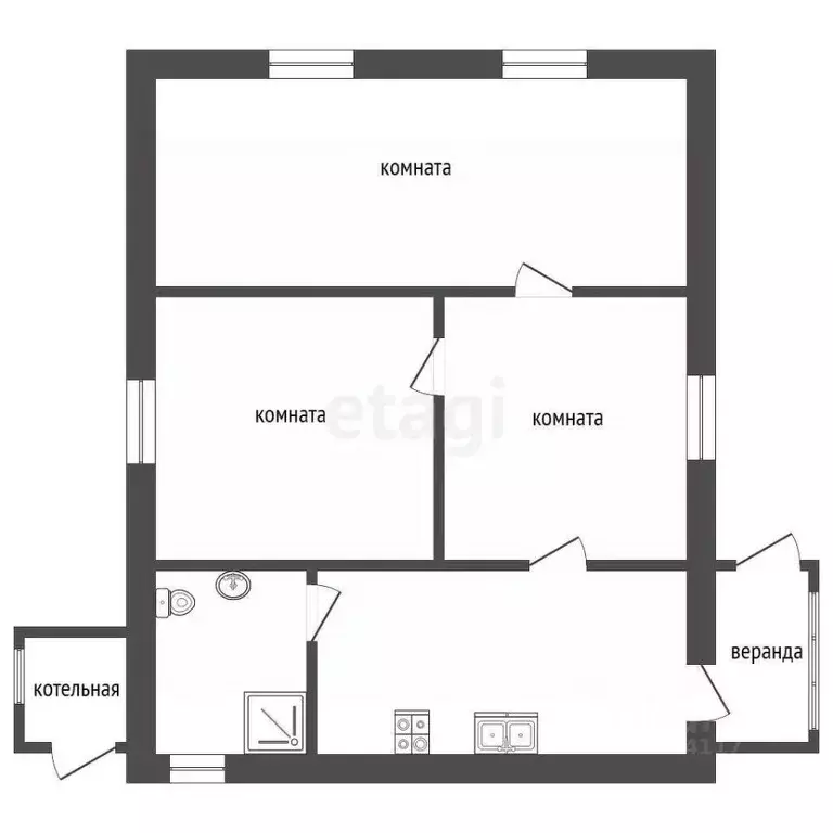 Дом в Крым, Бахчисарайский район, Почтовое пгт пер. Заводской (73 м) - Фото 2