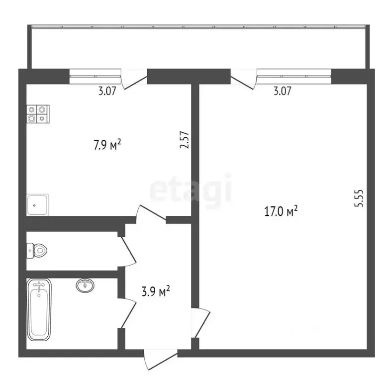 1-к кв. Псковская область, Псков ул. Алтаева, 20 (32.8 м) - Фото 1