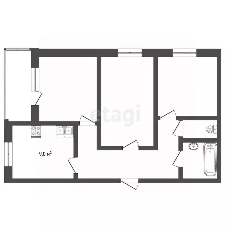 3-к кв. Смоленская область, Дорогобуж ул. Чистякова, 8 (60.9 м) - Фото 1