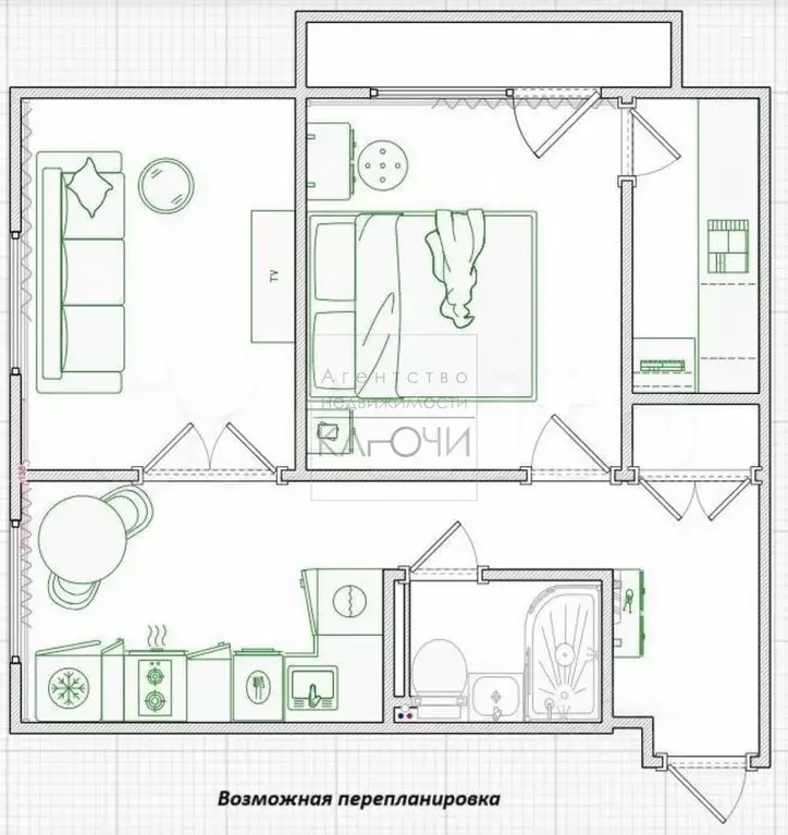 2-к. квартира, 39 м, 3/9 эт. - Фото 1