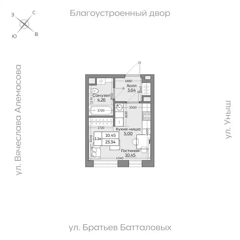 1-комнатная квартира: Республика Татарстан, Казань, Приволжский район ... - Фото 0