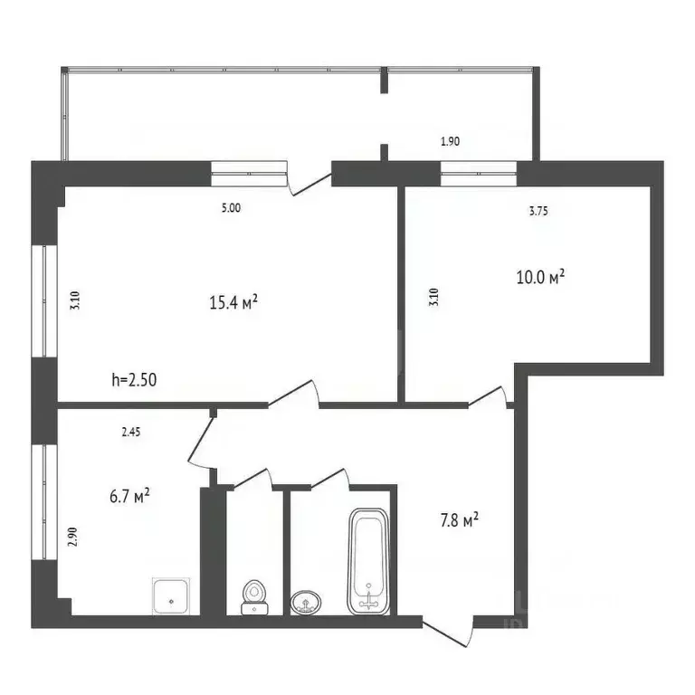2-к кв. Красноярский край, Красноярск Семафорная ул., 185 (45.9 м) - Фото 1