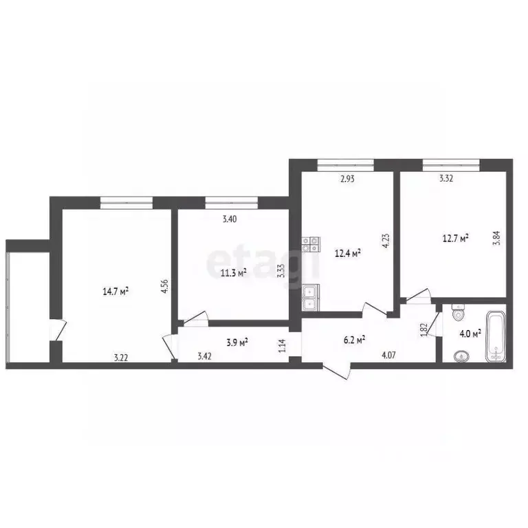 3-к кв. Калужская область, Калуга ул. Калужского Ополчения, 2к1 (65.2 ... - Фото 2