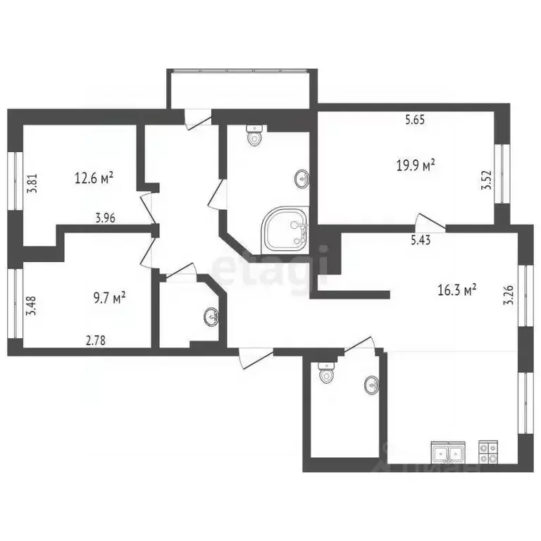 3-к кв. Ханты-Мансийский АО, Сургут Сибирская ул., 11Б (113.8 м) - Фото 1