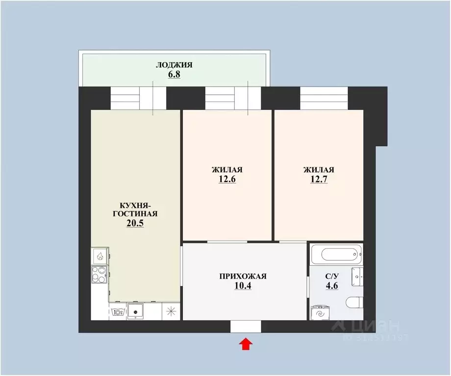 3-к кв. Архангельская область, Архангельск Никольский просп., 37к1 ... - Фото 2