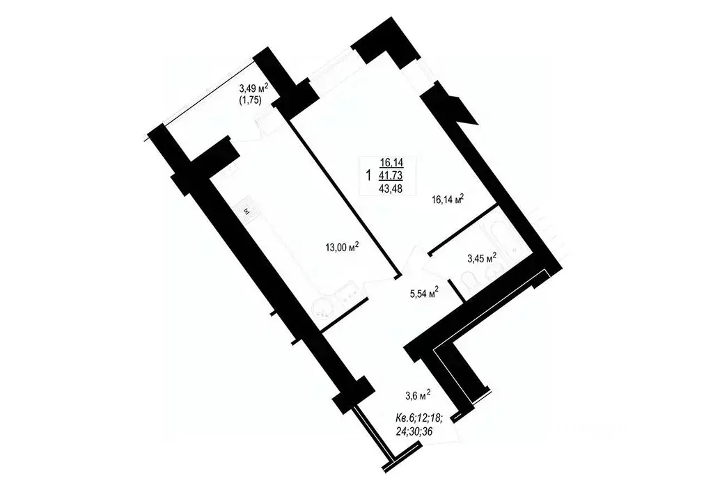 1-к кв. Костромская область, Кострома Профсоюзная ул., 19А (43.48 м) - Фото 0