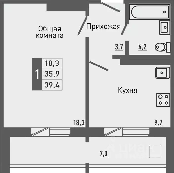 1-к кв. Орловская область, Орловский муниципальный округ, д. Жилина, ... - Фото 1