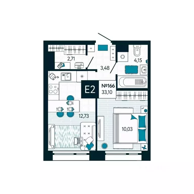 1-к кв. Тульская область, Тула ул. Чмутова, 158Д (33.1 м) - Фото 1