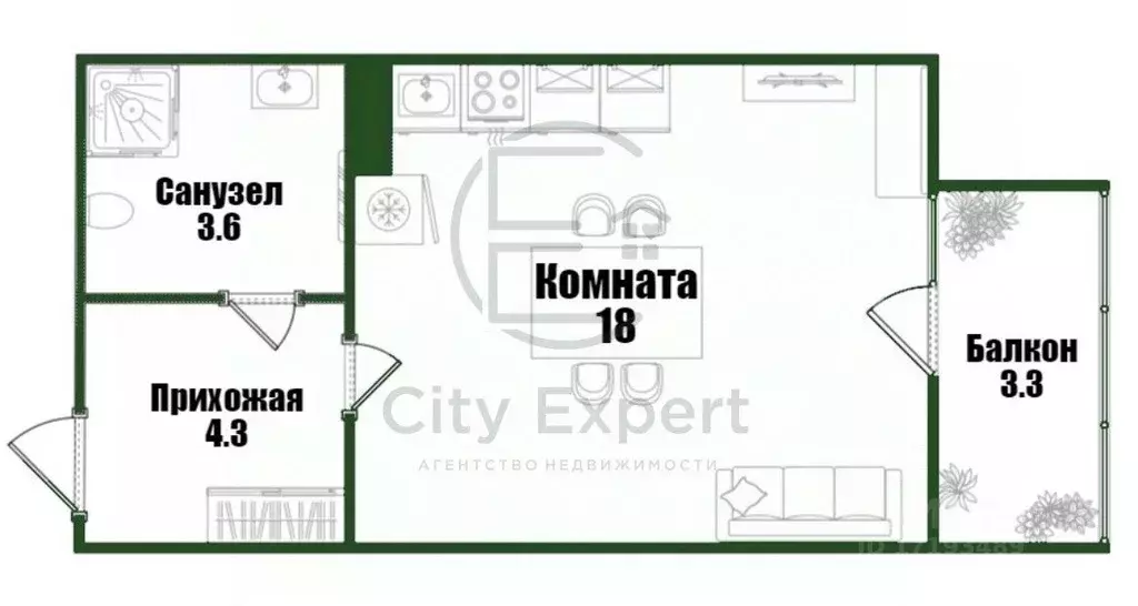 Студия Санкт-Петербург Пулковское ш., 42к6 (29.0 м) - Фото 1