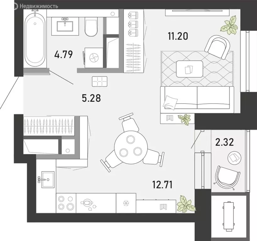 Квартира-студия: Тула, улица Фридриха Энгельса, 70А (36.3 м) - Фото 1