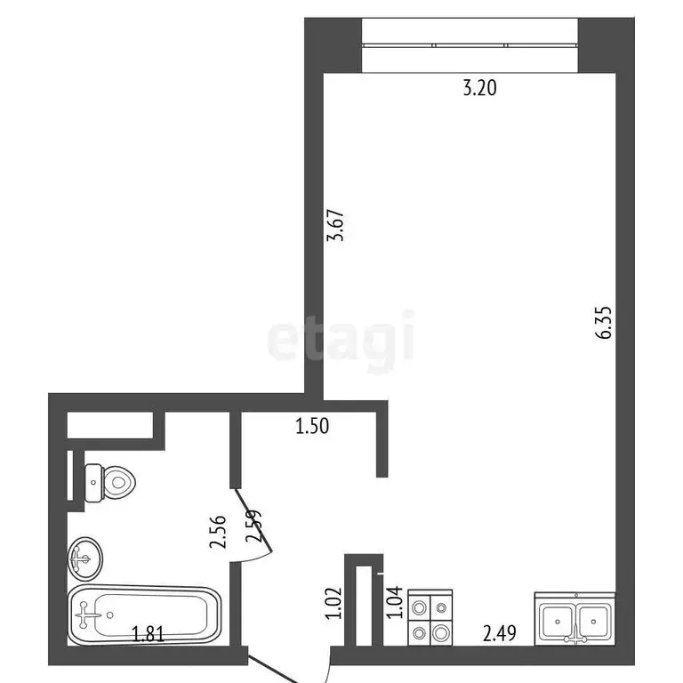 Квартира-студия: Тюмень, Алматинская улица, 6 (26.1 м) - Фото 0